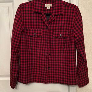 Christopher & Banks jacket. Red and black plaid, classic! Good condition, small